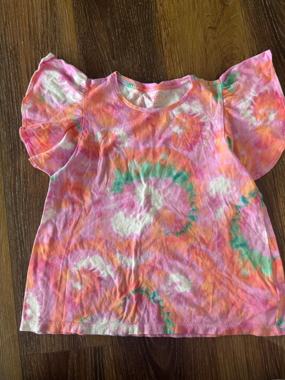J. Crew Girls Tie-Dye Flutter Sleeve Tee - Pink, Orange & Green